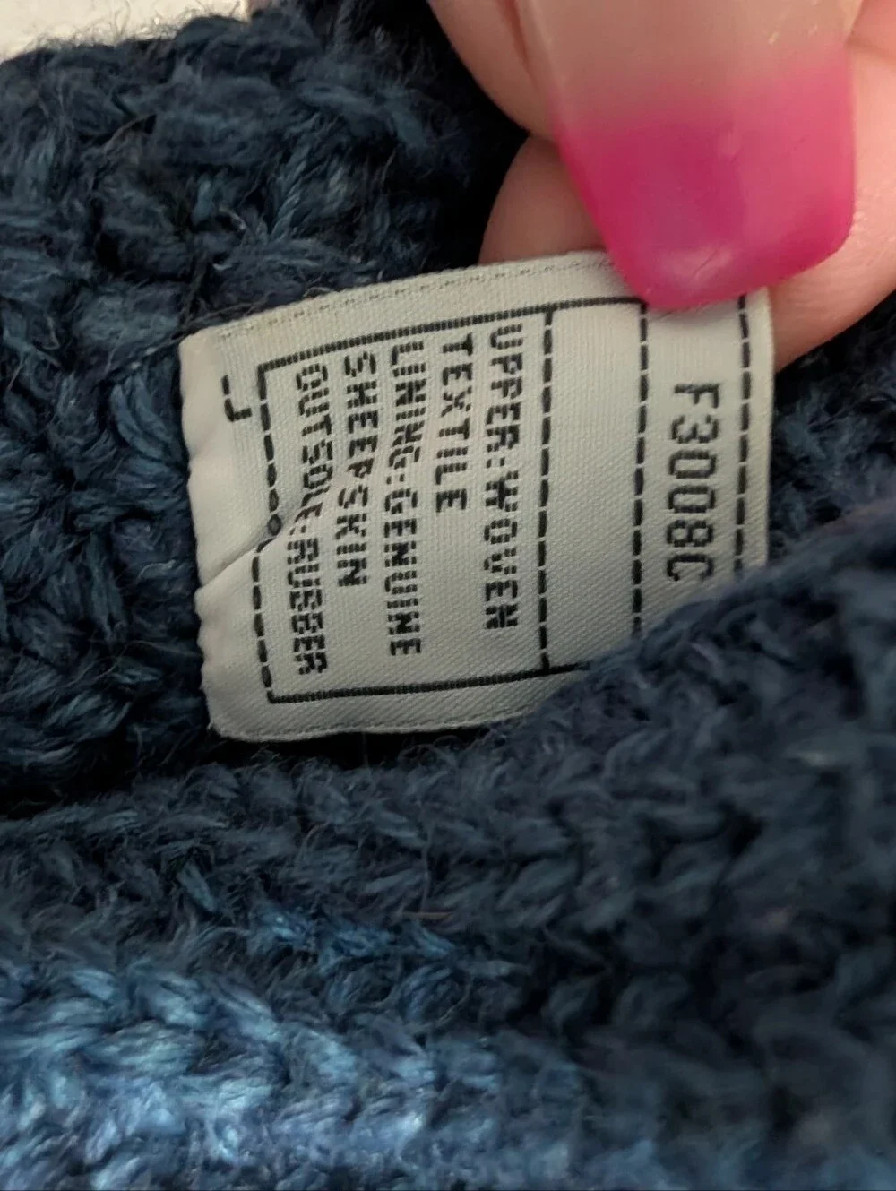 UGG Classic Cardy Knit Woven Boots Women’s US 9 Sheepskin Lined 3 Button Blue